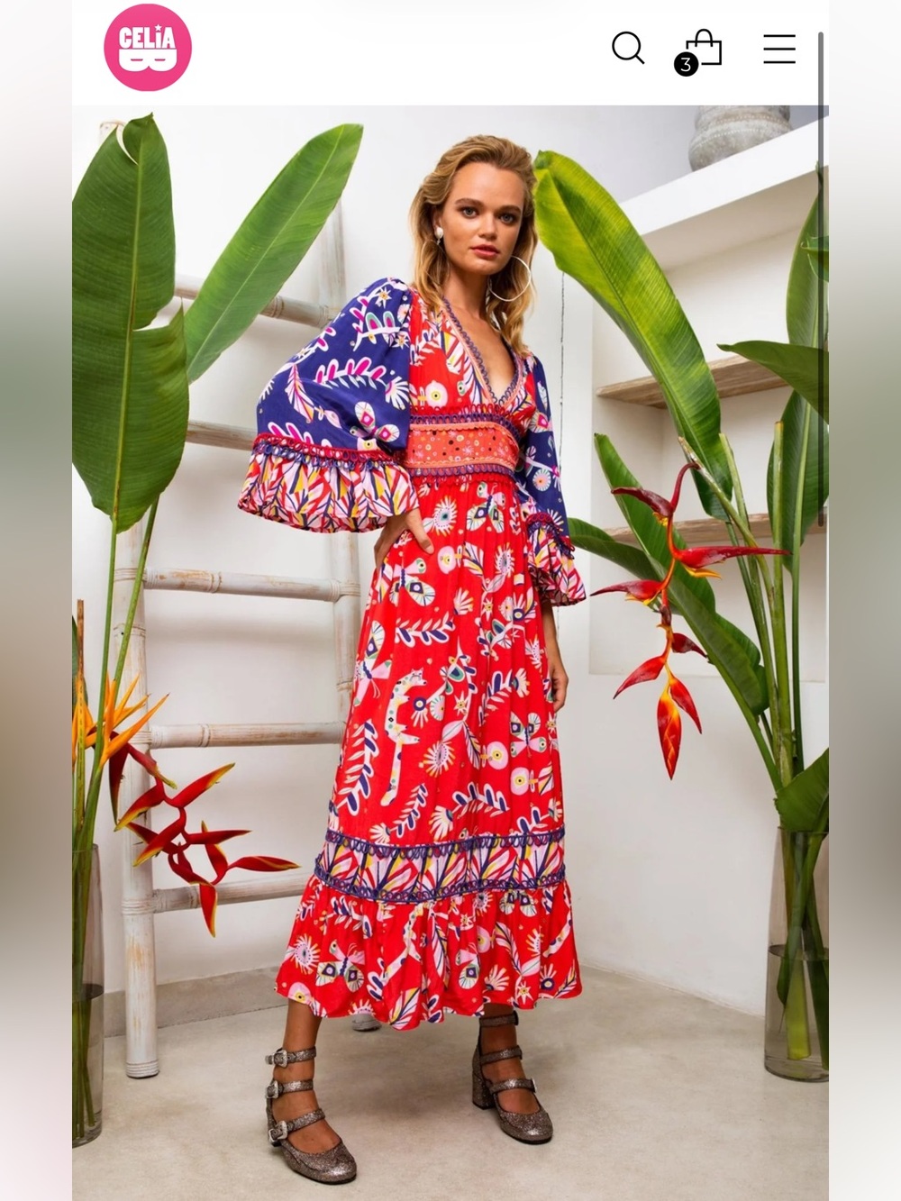 NWT Celia B Red Jules Floral Crepe Dress